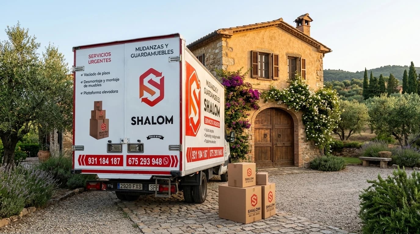 Profesionales de Mudanzas Shalom realizando mudanza de piso en Barcelona